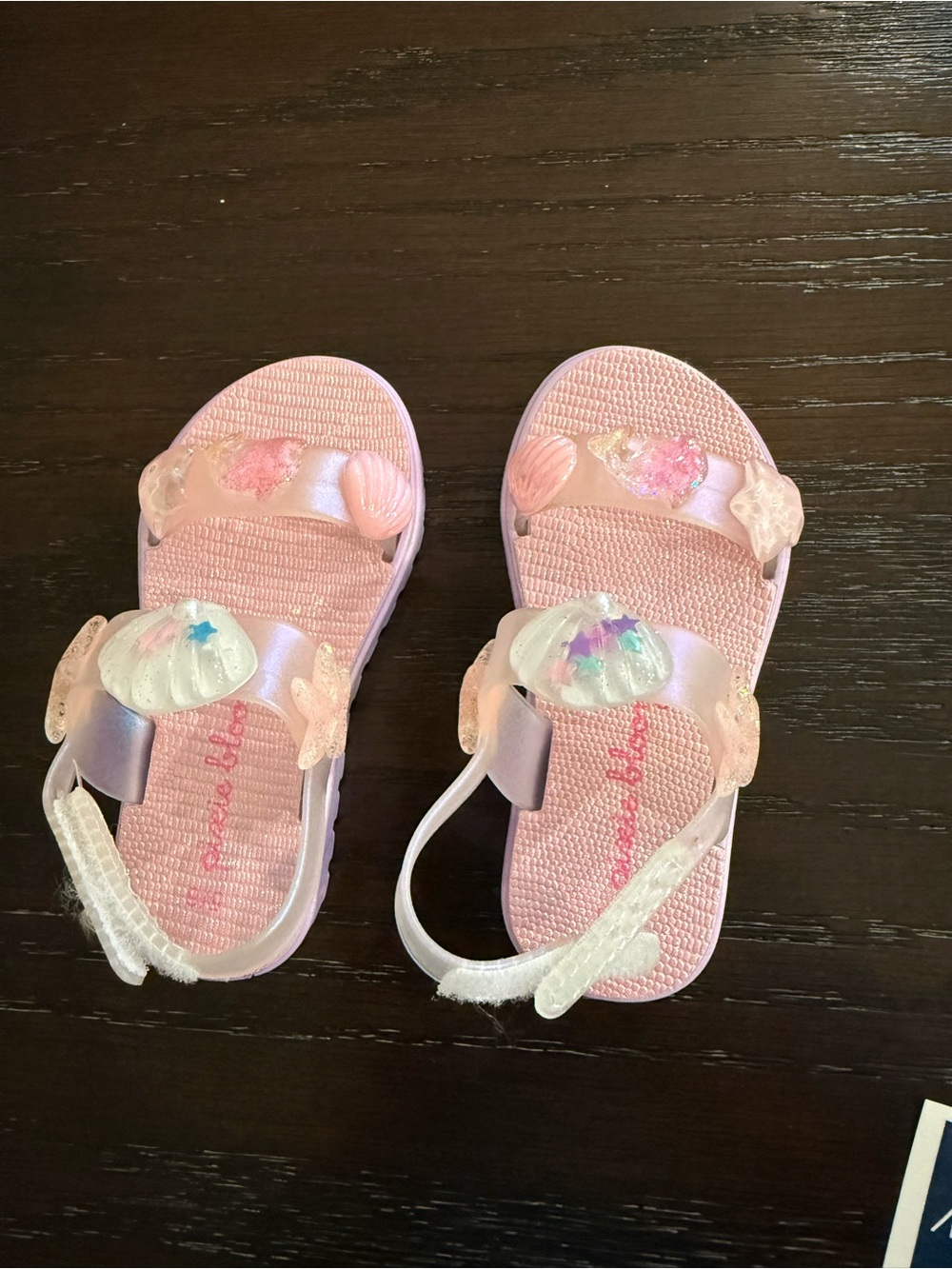 Kids' Pink Mermaid Shell Sandals with Hook-and-Loop Strap